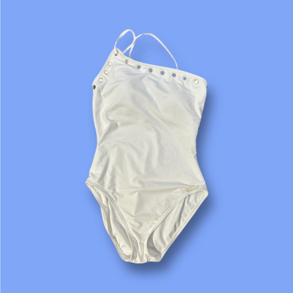Michael Kors One-Shoulder Swimsuit Size 10 White - Picture 1 of 5